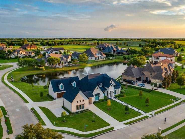 an aerial view of a neighborhood in naperville